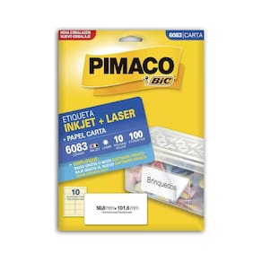Etiqueta Pimaco Carta Inkjet E Laser 6083 Com 100 Unidades