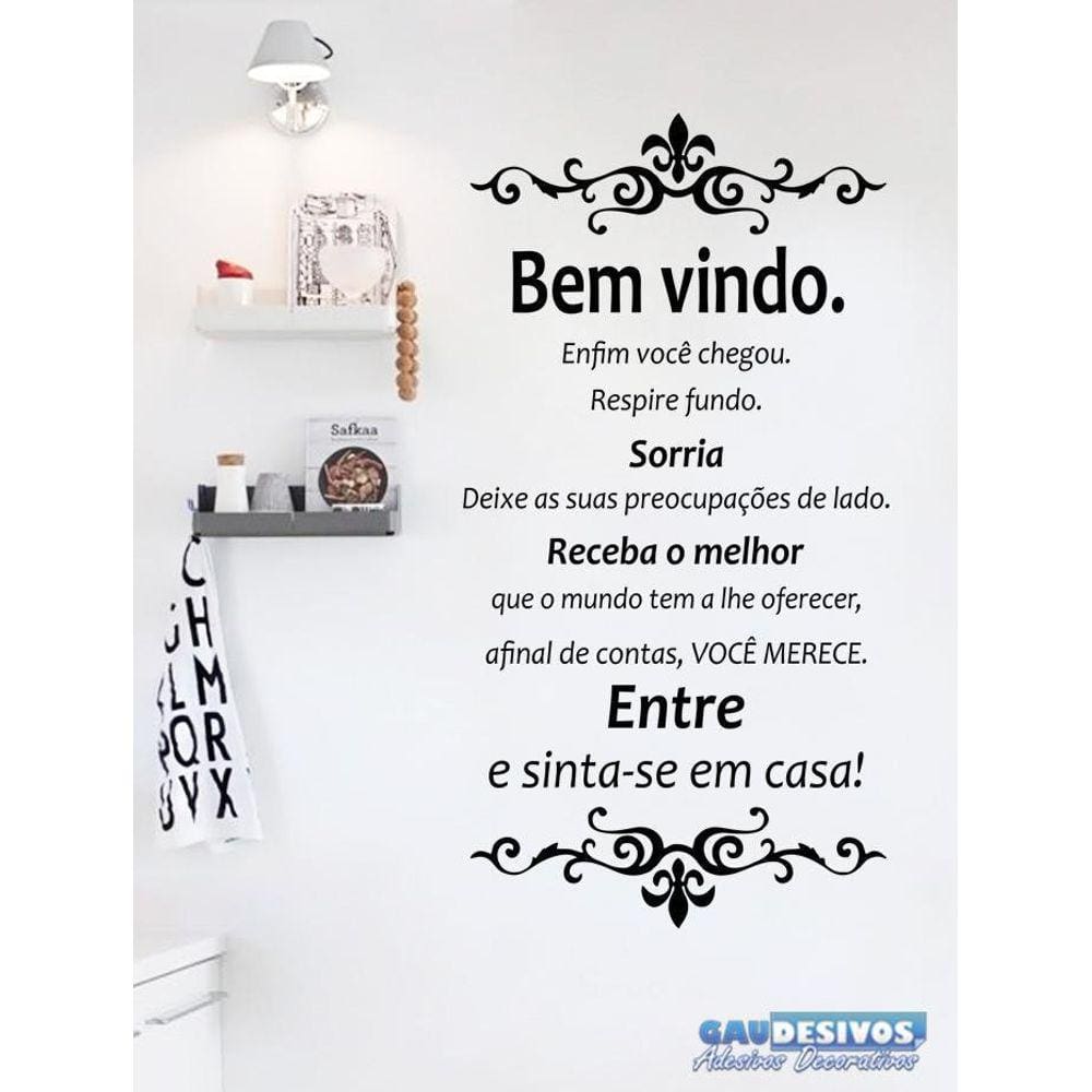 Adesivo Decorativo de Parede Frase Bem Vindo Entrada de casa