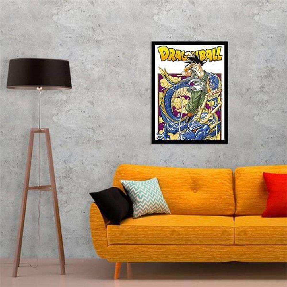 Quadro Decorativo Dragon Ball Goku Desenho Com Moldura G03