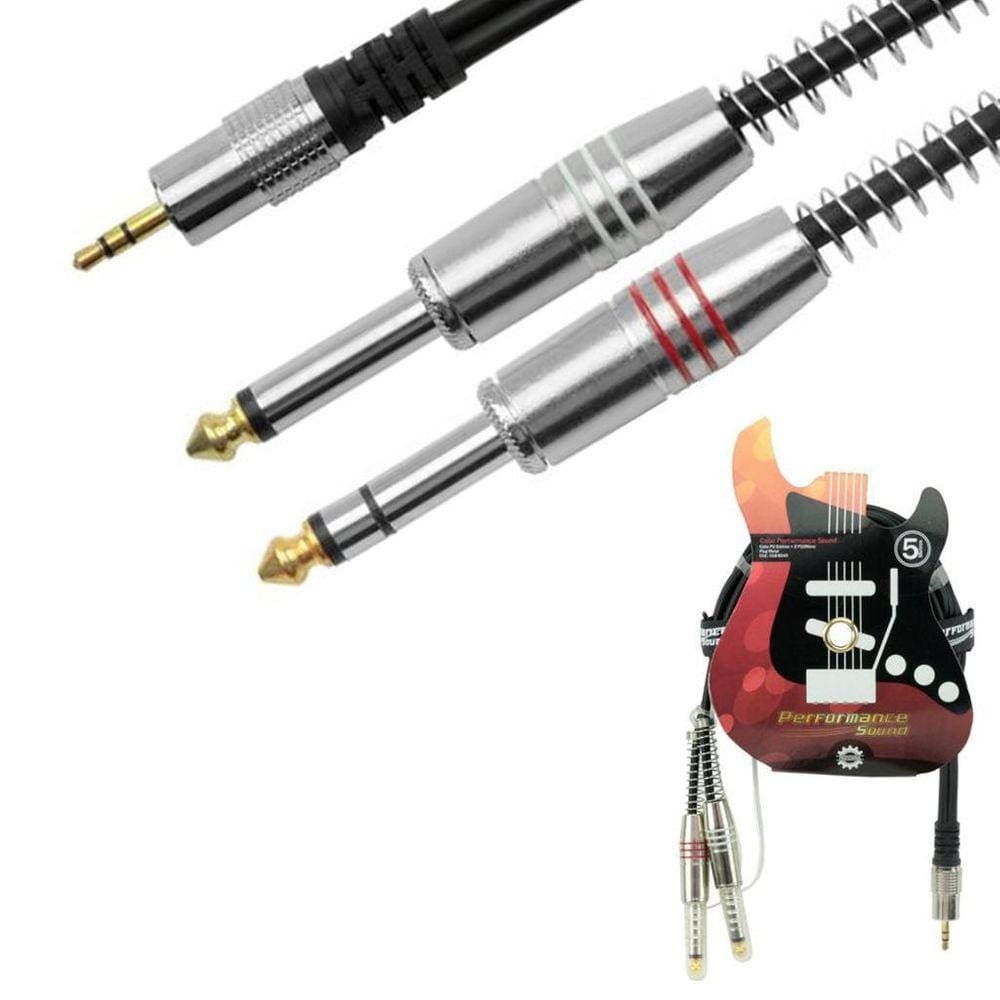 Cabo P2 Stereo Para 2 P10 Mono Plug Metal Fitz 5M 018-8049