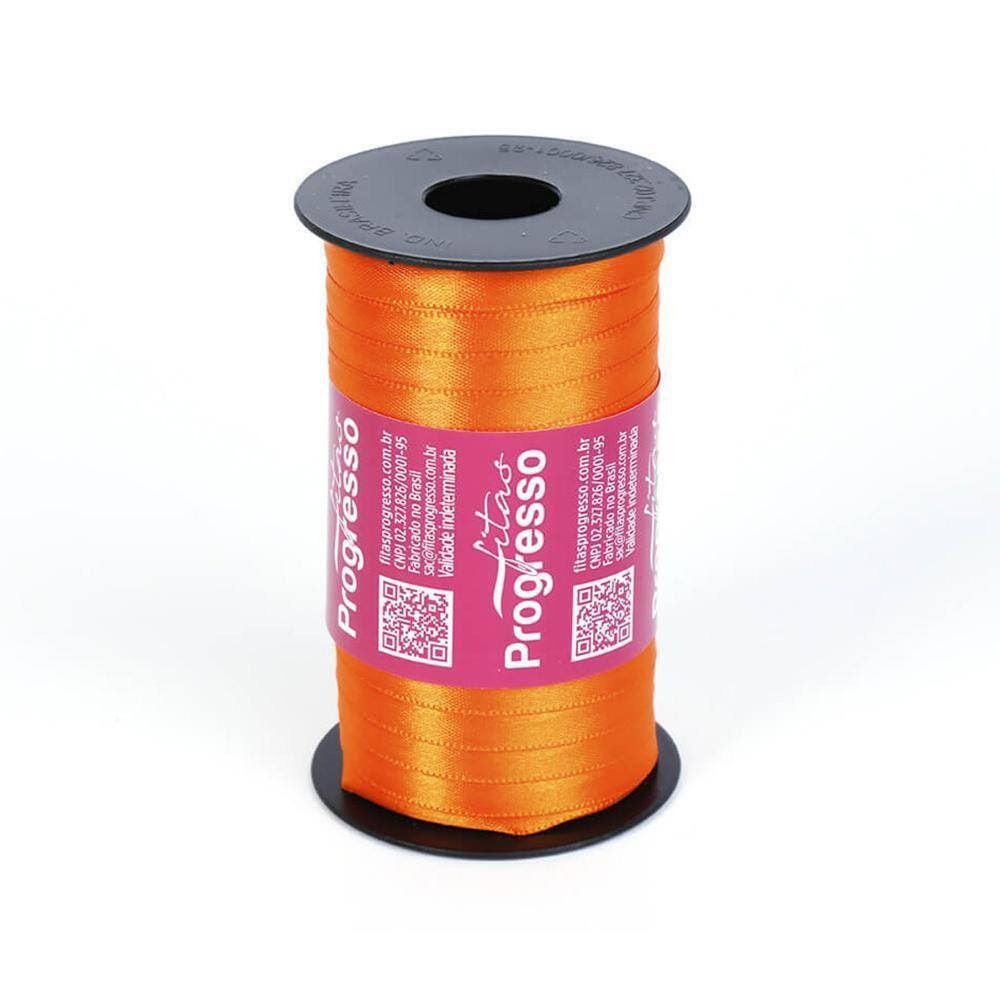 Fita De Cetim Progresso 7Mm Com 100 Metros Laranja