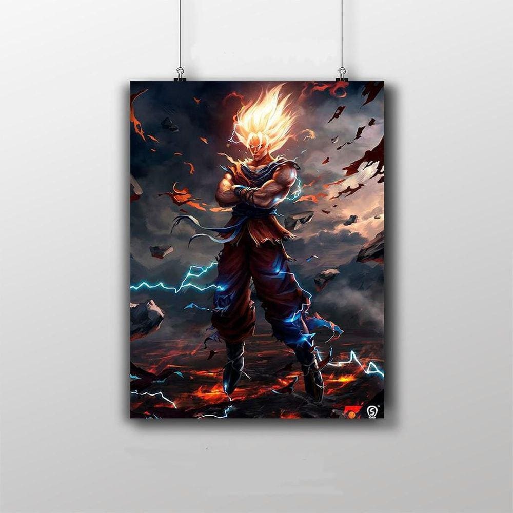 Quadro Decorativo Dragon Ball Goku Super Sayajin 1 Peça M22