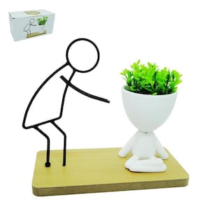 Flor Artificial Com Vaso Robert Plant De Plastico+Menino