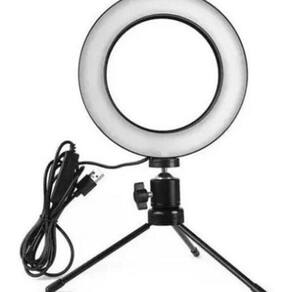 Ring Light Mesa 16Cm +Tripé Iluminador Youtuber Maquiagem 6P