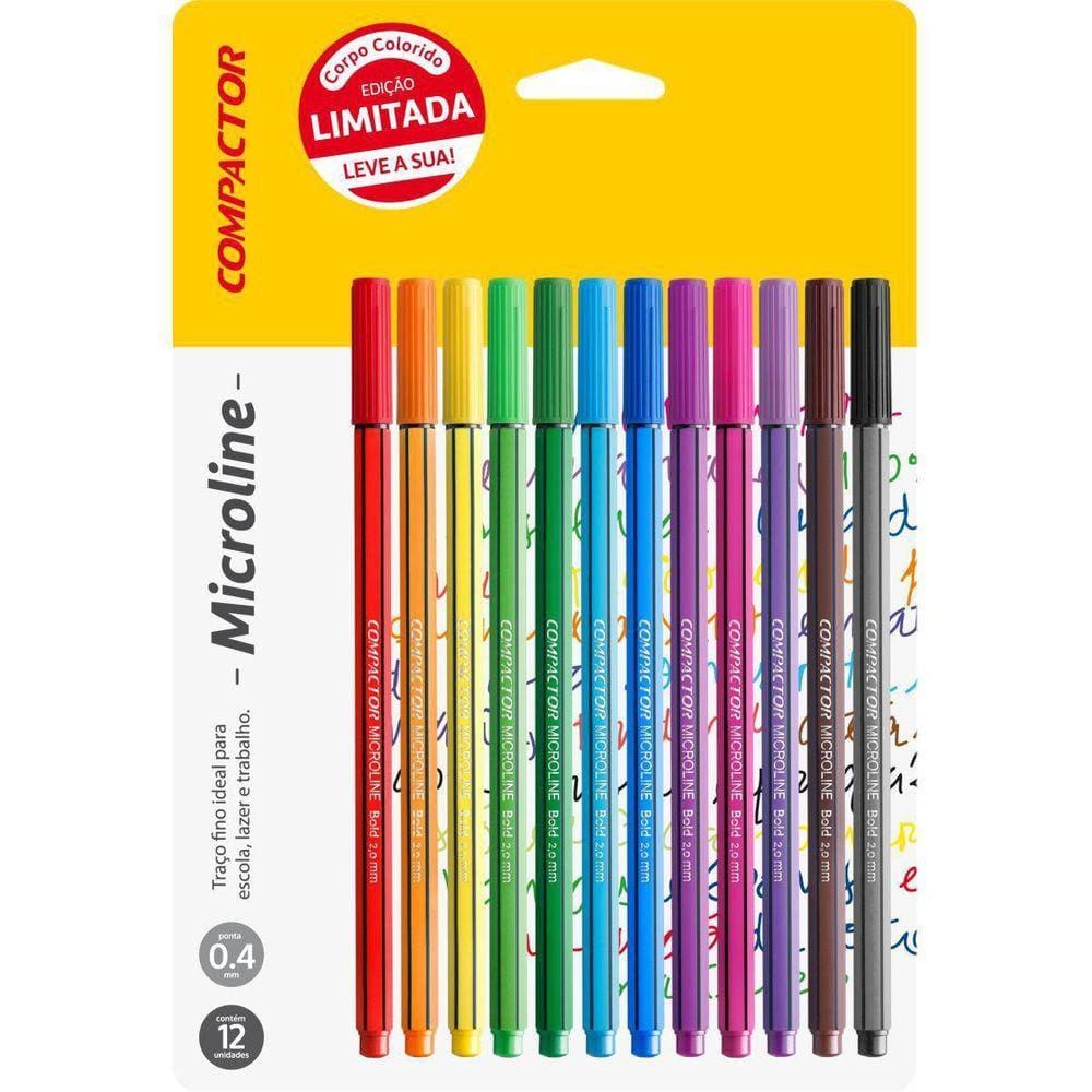 Caneta Com Ponta Porosa Microline 0,4Mm 12Cores