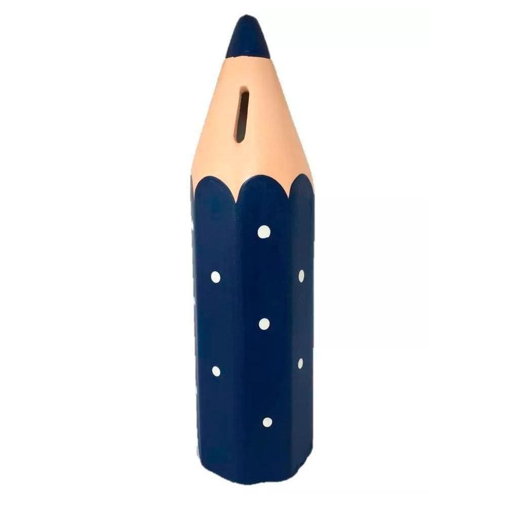Cofre Lápis De Grande Escolar Em Cerâmica Decor Azul Marinho