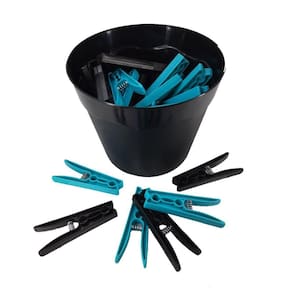 Kit 40 Prendedores Pregadores Roupas Plástico Baldinho Preto