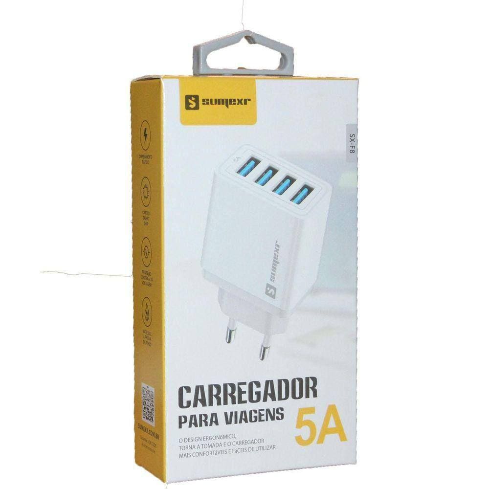 Carregador bivolt com 4 portas USB 5A