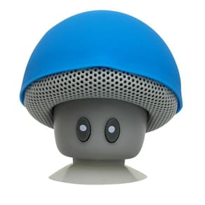 Caixinha De Som Bluetooth Mini Cogumelo Ventosa Celular Azul