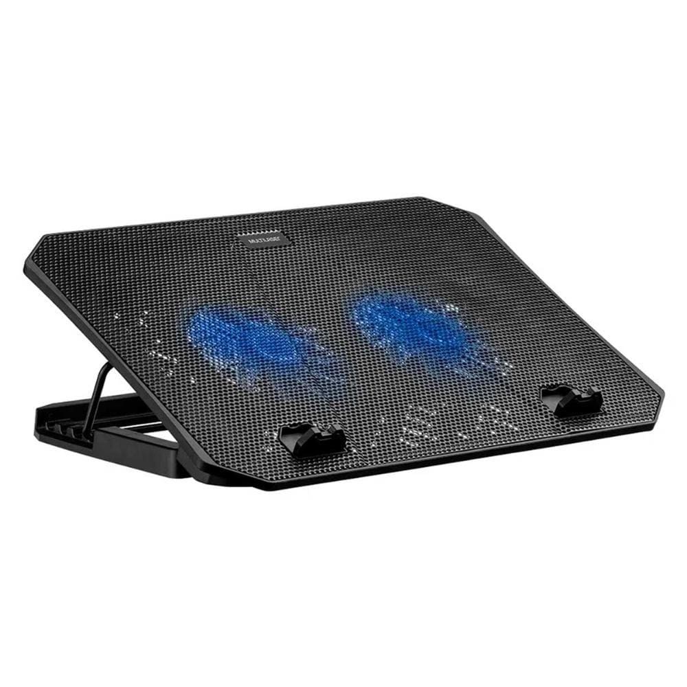 Suporte para Notebook Multilaser AC392 - até 15.6 - 4 ajustes de Altura - Dual Cooler - LED Azul
