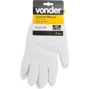 Luva De Malha 3 Fios Lmv 3 Branca Encartelada - Vonder