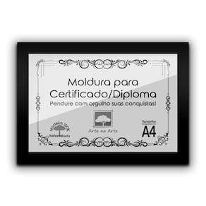 1 Certificado/Diploma A4 Com Tela De Acetato E Mdf Titulo Moldura Preta