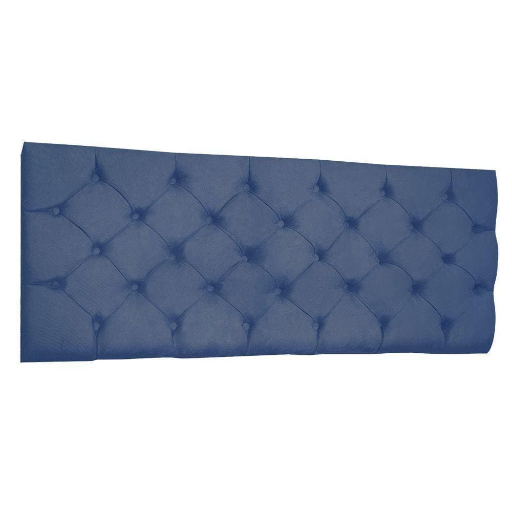 Cabeceira Painel Capitonê Queen 1,60m Jade Suede - Pallazio Cor Azul Marinho