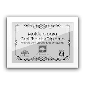 1 Certificado/Diploma A4 Com Tela De Acetato E Mdf Titulo Moldura Branca