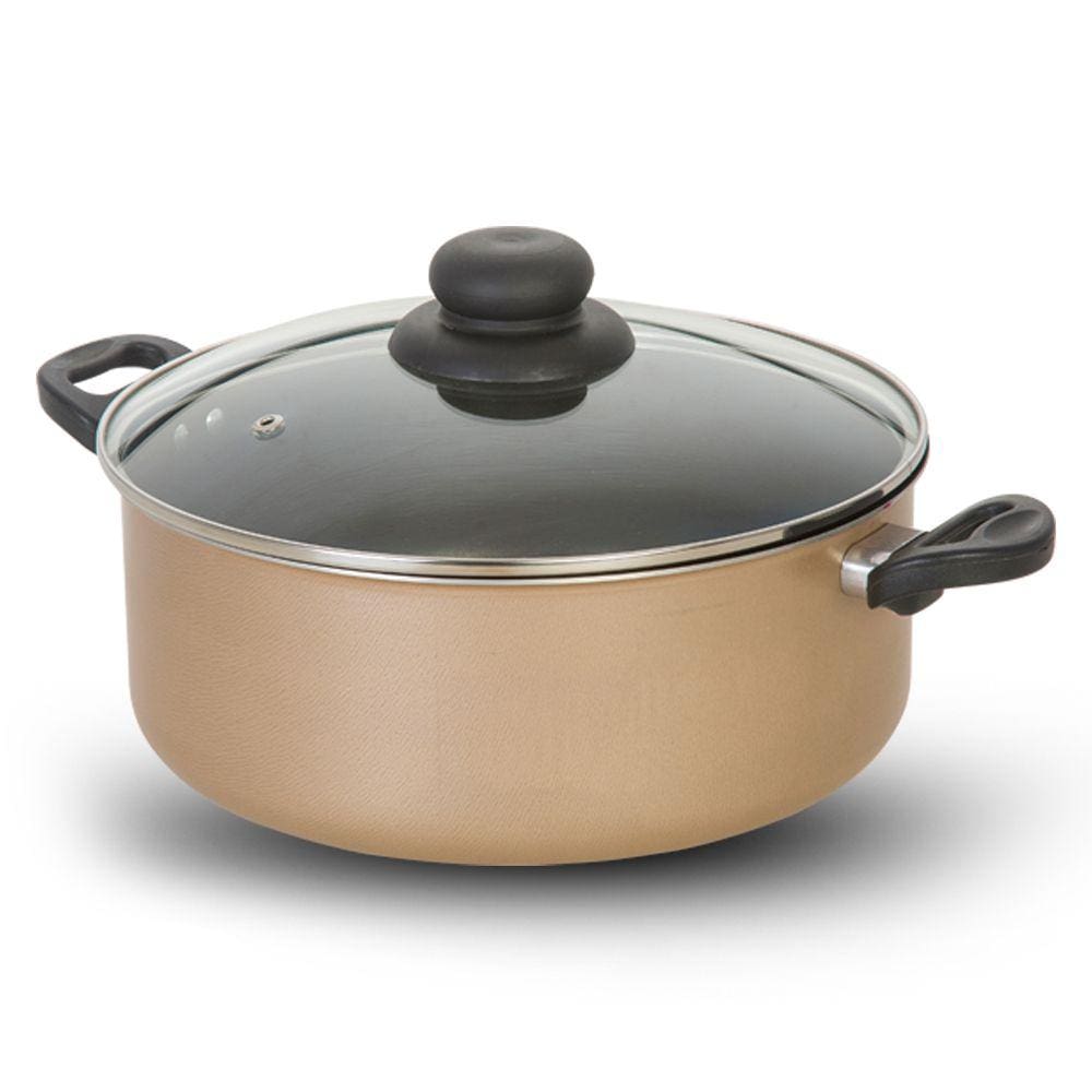 Caçarola Antiaderente Creme e Preta 22 cm - Alumínio Brasilar