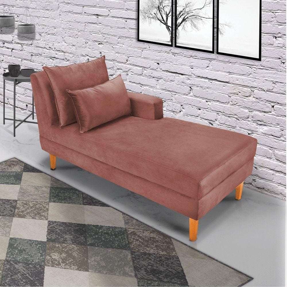 Divã Chaise Chloe 160cm Castanho Rose