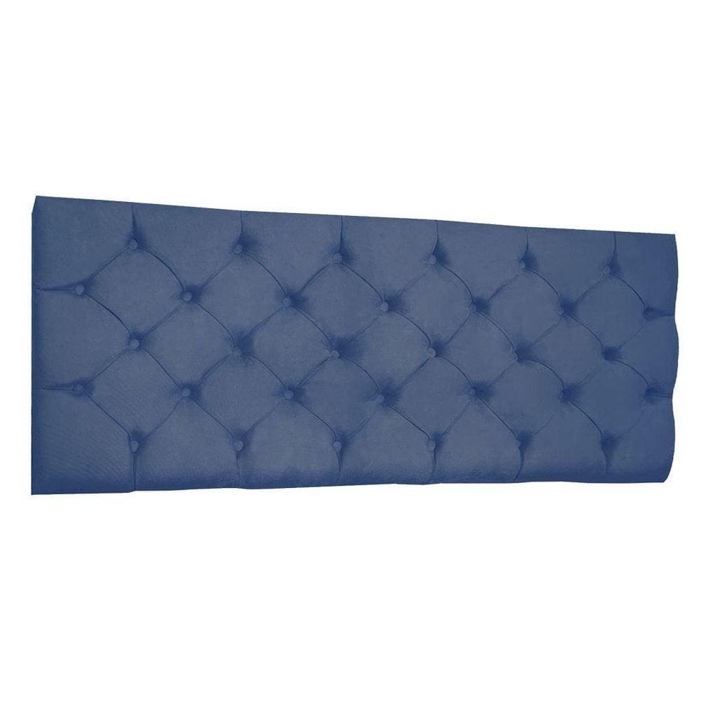 Cabeceira Painel Capitonê King 1,95m Jade Suede Cor Azul Marinho