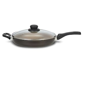 Frigideira Reta Antiaderente c/ Tampa Preta e Creme 28 cm - Alumínio Brasilar