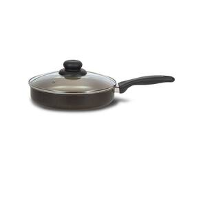 Frigideira Reta Antiaderente c/ Tampa Preta e Creme 22 cm - Alumínio Brasilar