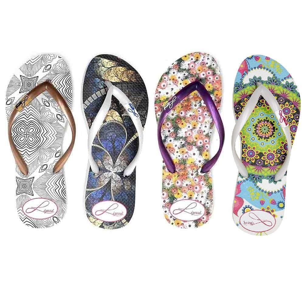 Kit 4 Pares de Chinelos Feminino Estampado