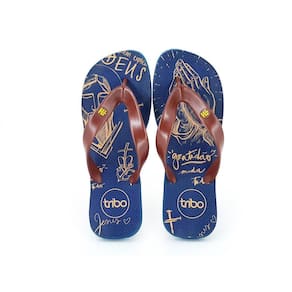 Chinelo Borracha Masculino Tiras Largas Estampa Jesus