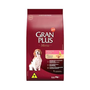 Ração GranPlus Menu Light Para Cães Adultos de Porte Médio e Grande Sabor Frango e Arroz 15KG