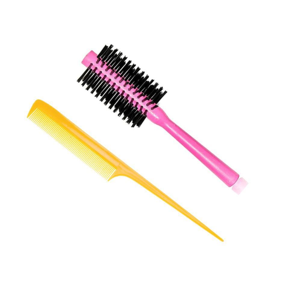 Escova De Cabelo Redonda Com Pente