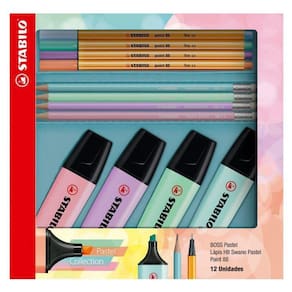 Kit Stabilo Coleção Pastel Boss + Point 88 + Lápis Swano