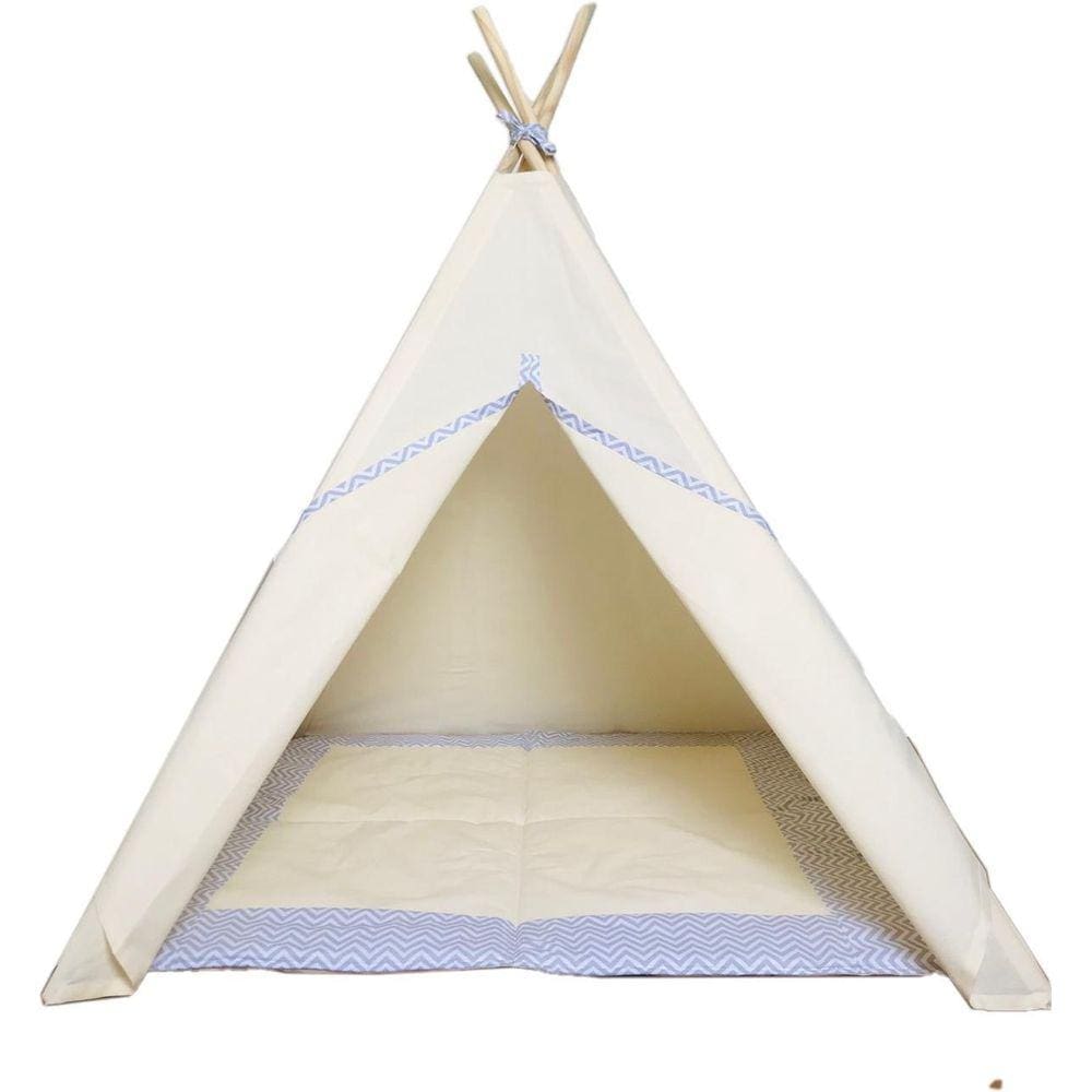 Tenda Infantil+Tapete Acolchoado Chevron Cinza 135X90X90Cm