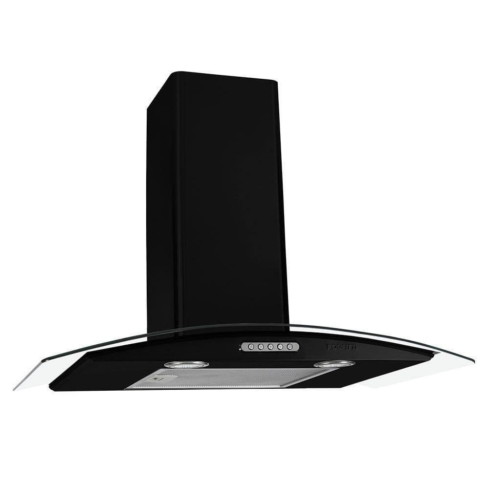Coifa De Parede 70cm Vidro Curvo Duto Slim Fogatti Preto 110