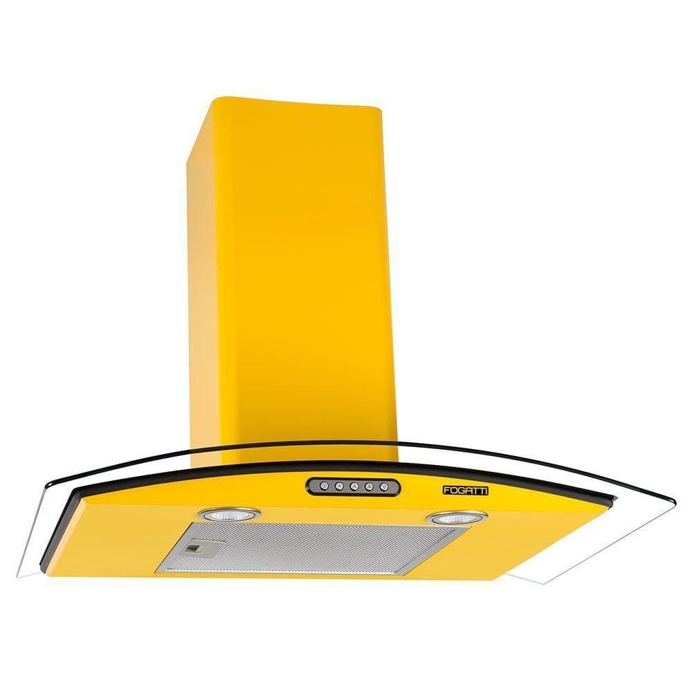 Coifa De Parede 70cm Vidro Curvo Slim Fogatti Amarelo 110v
