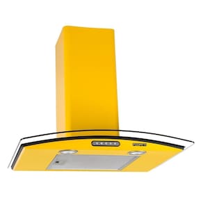 Coifa De Parede 60cm Vidro Curvo Slim Fogatti Amarelo 110v