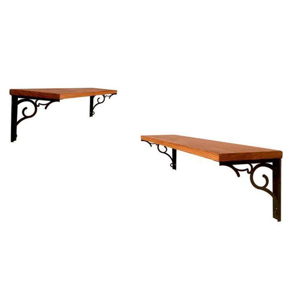 Kit 2 Prateleiras Kalise 60Cm Preta Arabesco Metal