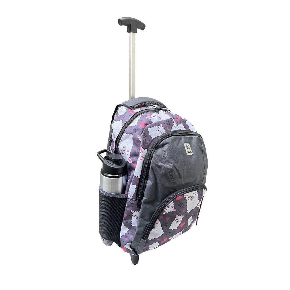 Mochila Juvenil Escolar Feminina De Rodinhas Estampa Lhamas