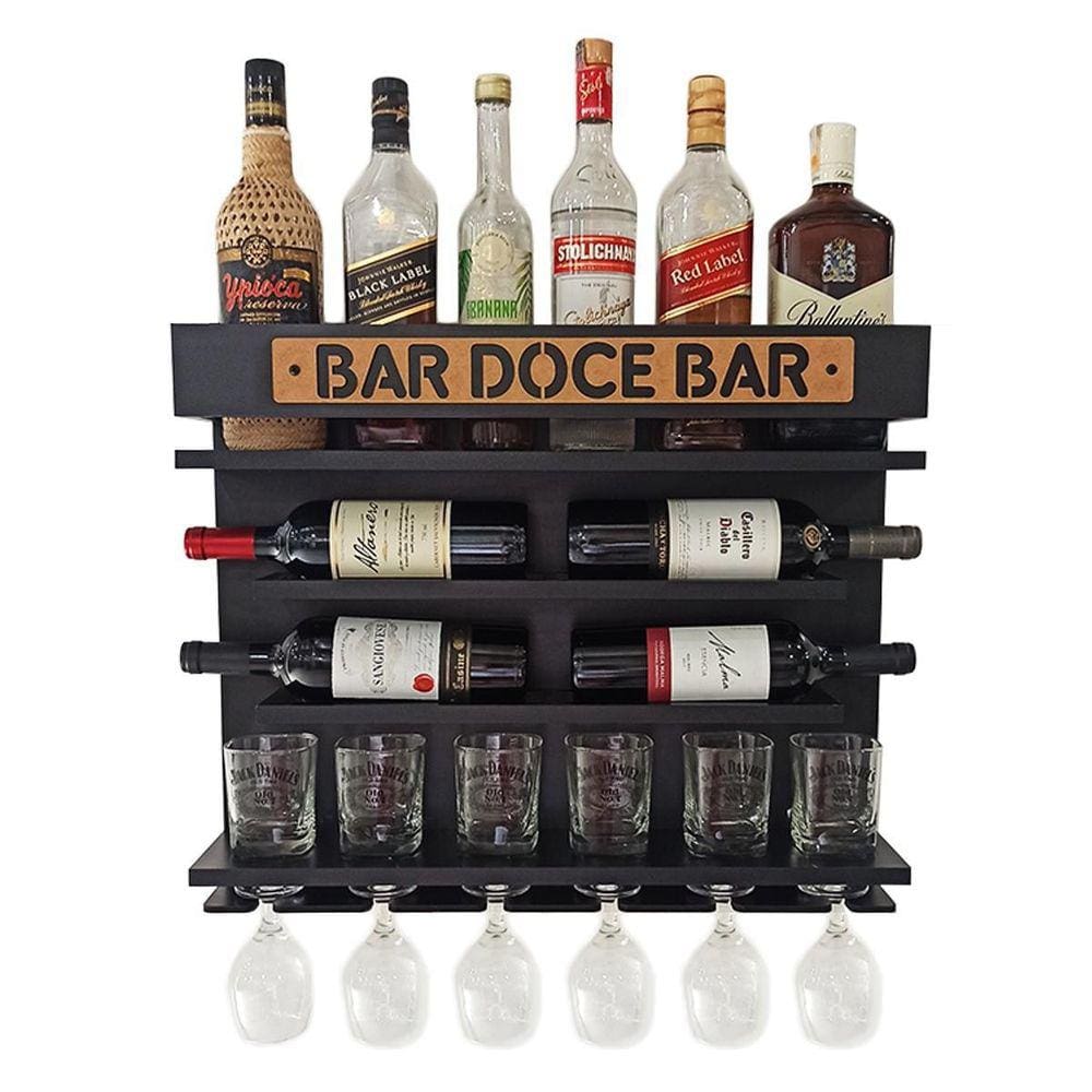 Barzinho Com Adega De Parede - Bar Doce Bar - 60 X 51 Preto