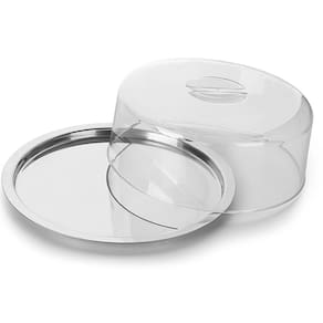 Porta Bolo Boleira Redonda 27.5Cm Parto Tampa Forma Inox
