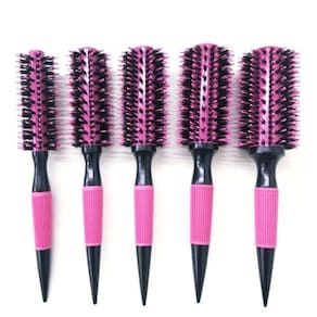 Kit 5 Escovas De Cabelos Cerdas Mistas Javali Rosa