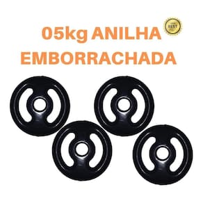 Kit 4X Anilhas De 5Kg Emborrachada Super Premium Preta