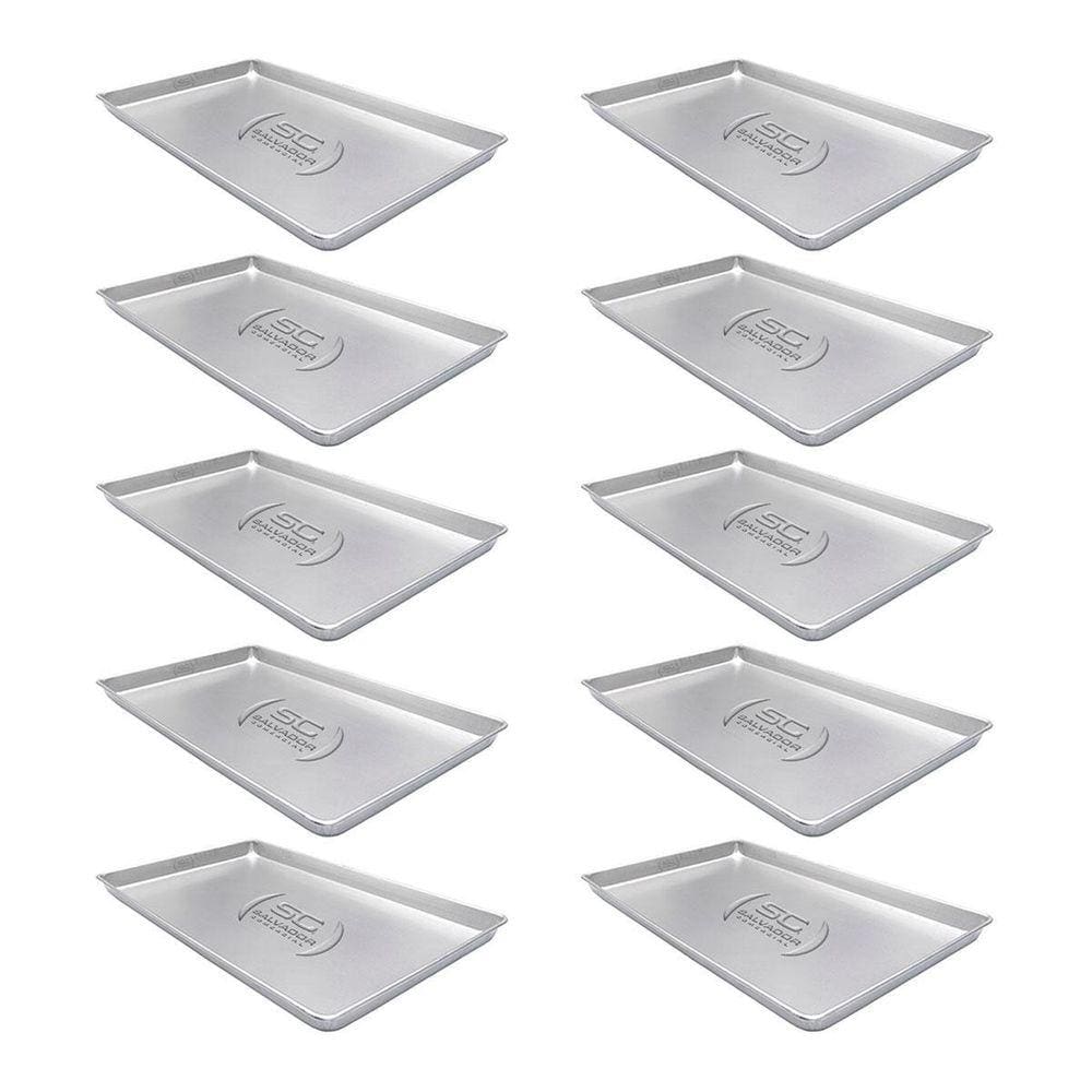 10 Formas Assadeiras Lisa 0,6Mm Pão Doce Alumínio 58X70X3,5