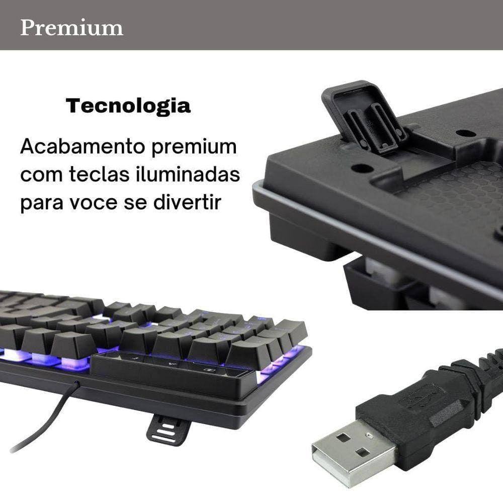 Teclado Pc Gamer C/Led Rgb Qwerty Portugues Brasil Premium