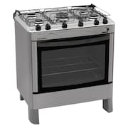 Fogão Esmaltec Ágata 5 Bocas Inox Forno Limpa Fácil e Acendimento Automático