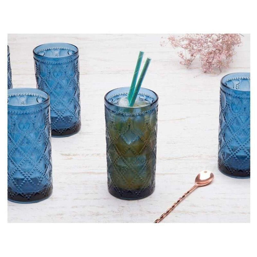 Jogo Com 06 Copos De Vidro 380Ml Royal Casambiente Azul