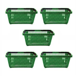 5 Cestos Compras Plástica 16 Litros Verde Supermercado