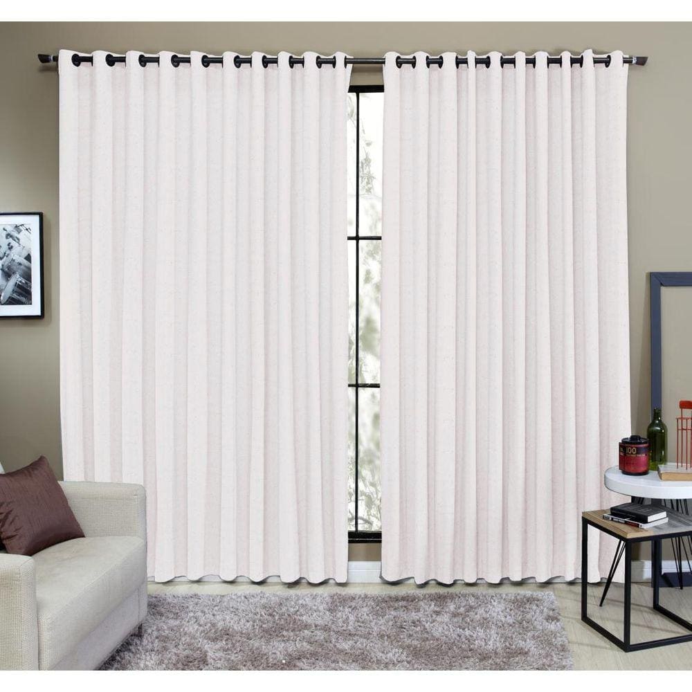 Cortina Tecido Rustico 6,00M X 2,30M Semi Blackout Branco