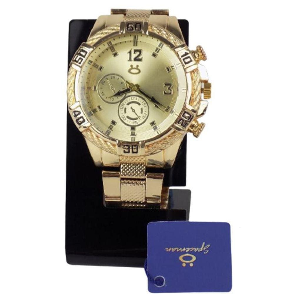 Relógio Masculino Analógico Aço Dourado Coleção Spaceman