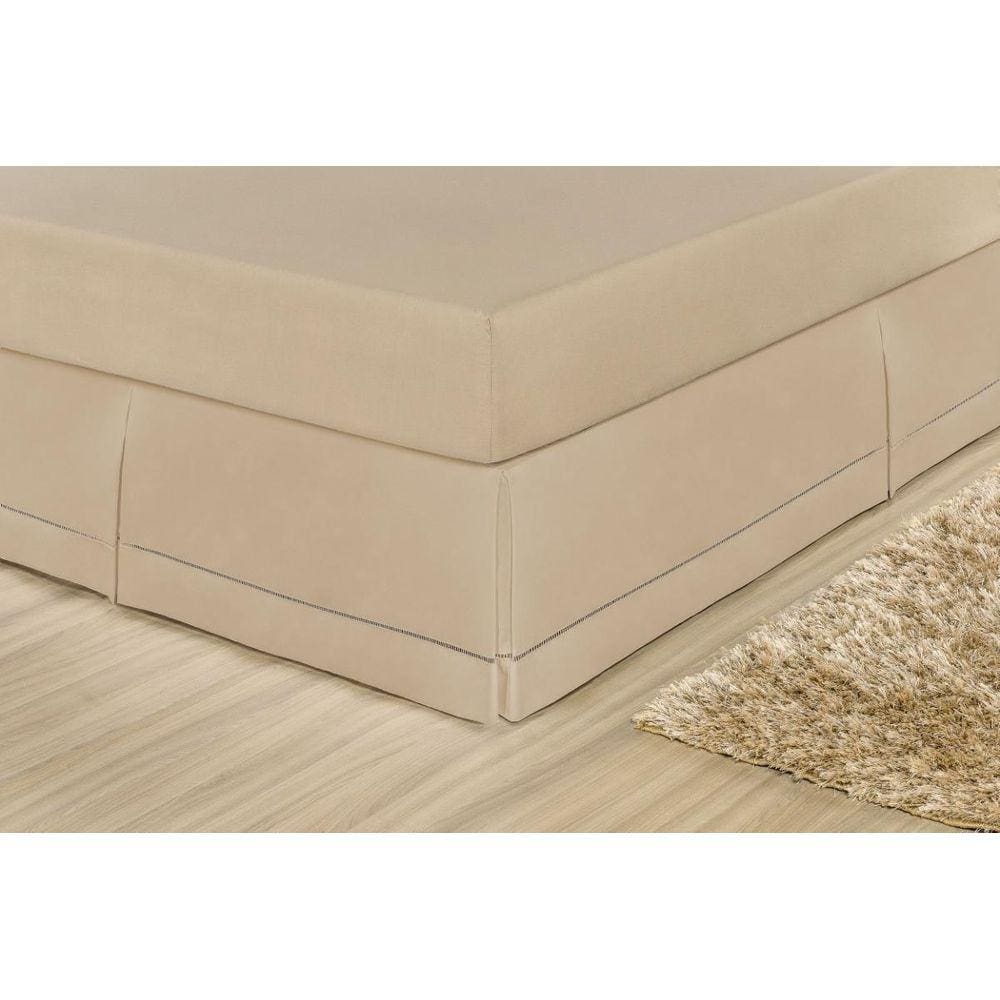 Saia Para Cama Box Casal Queen Algodão Cáqui