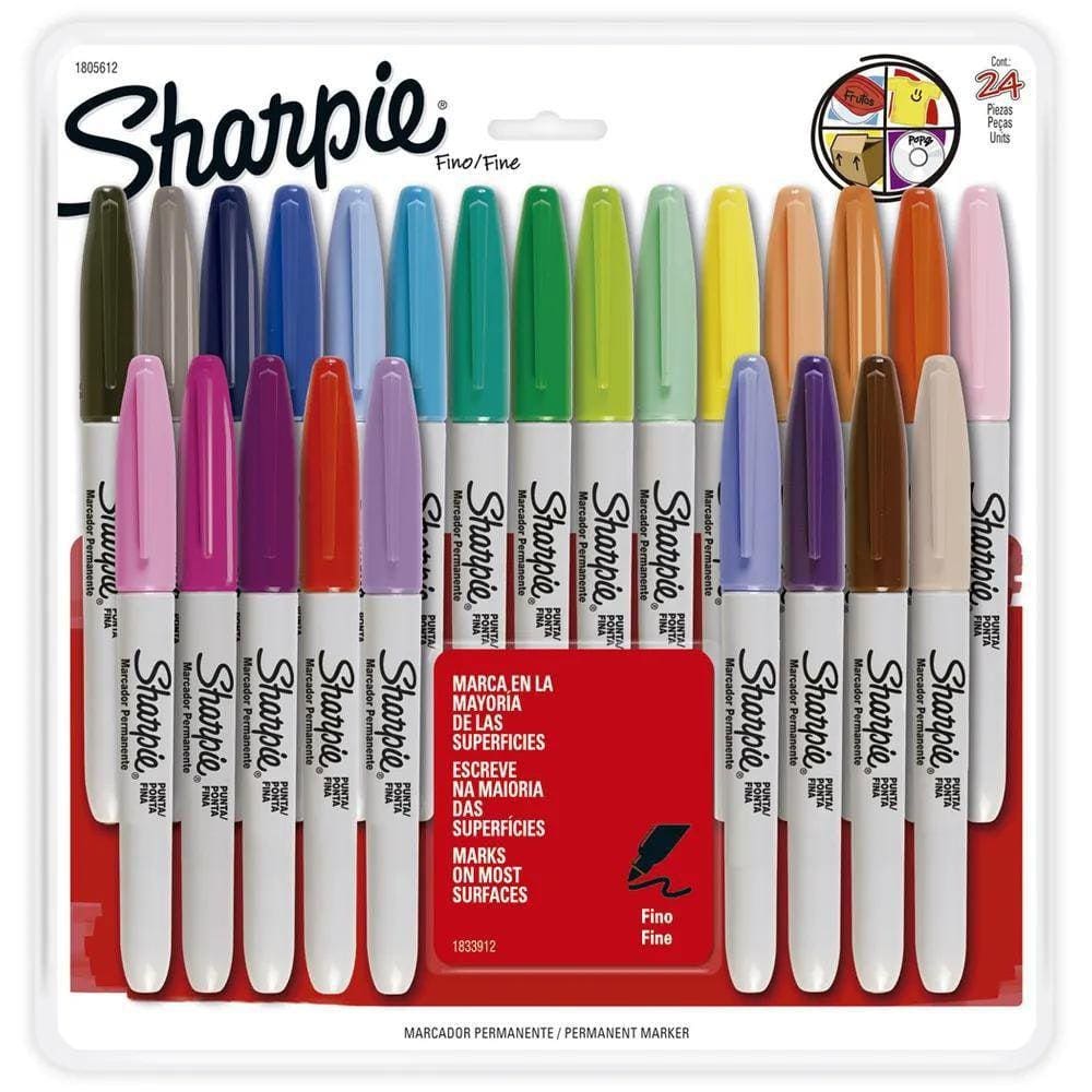 Marcador Permanente Ponta Fina Kit Com 24 Cores Sharpie