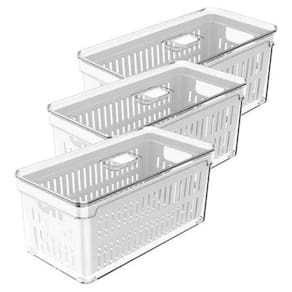 3 Organizadores De Geladeira Com Escorredor 5L Clear Fresh