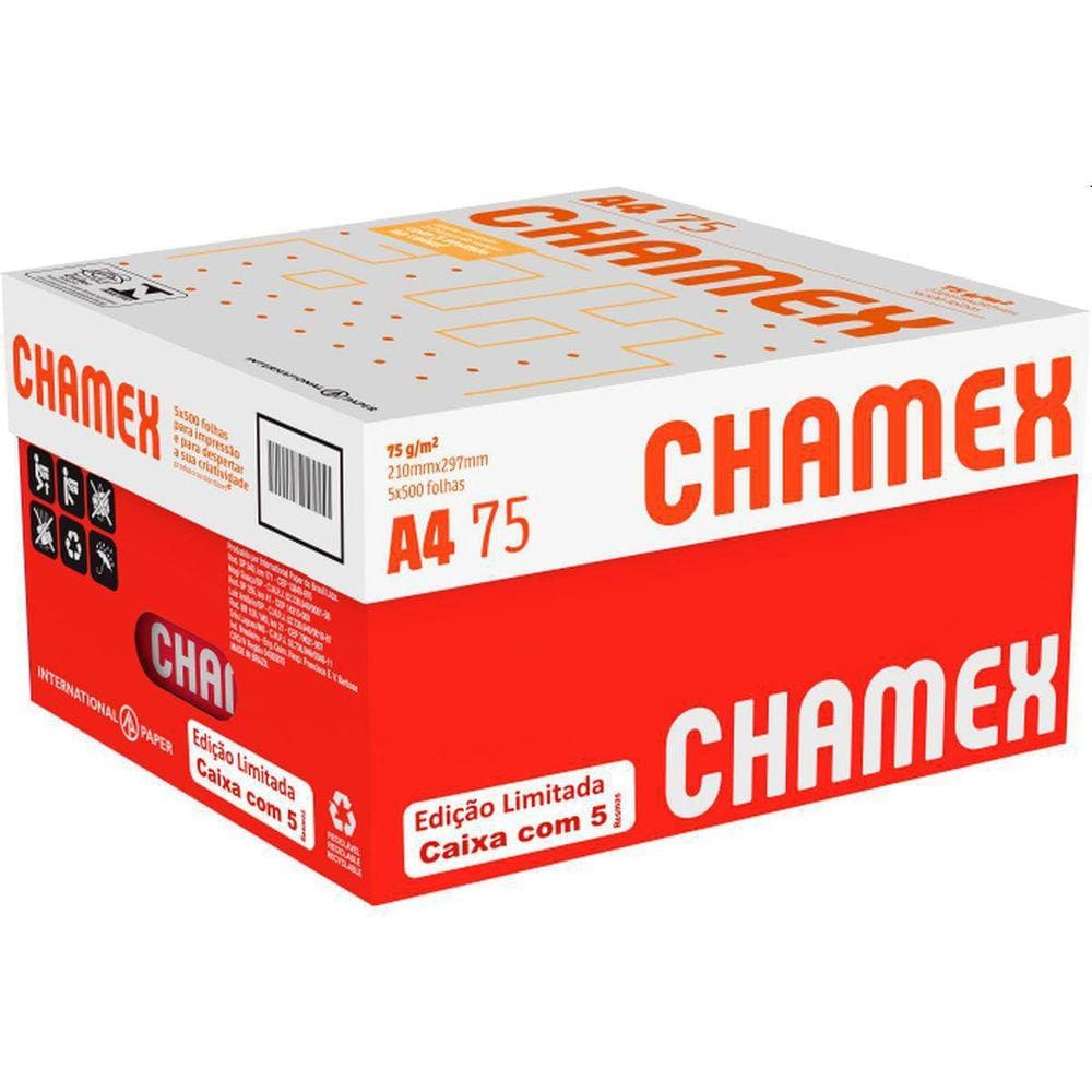 Papel Sulfite A4 Chamex 75G 05 Pacote Com 500 Folhas