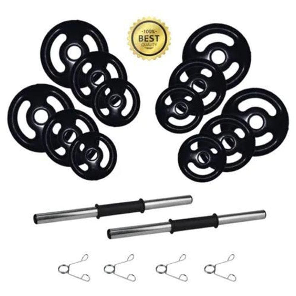 Kit 24Kg Anilha/ Halteres Emborrachado Premium + Barra Oca